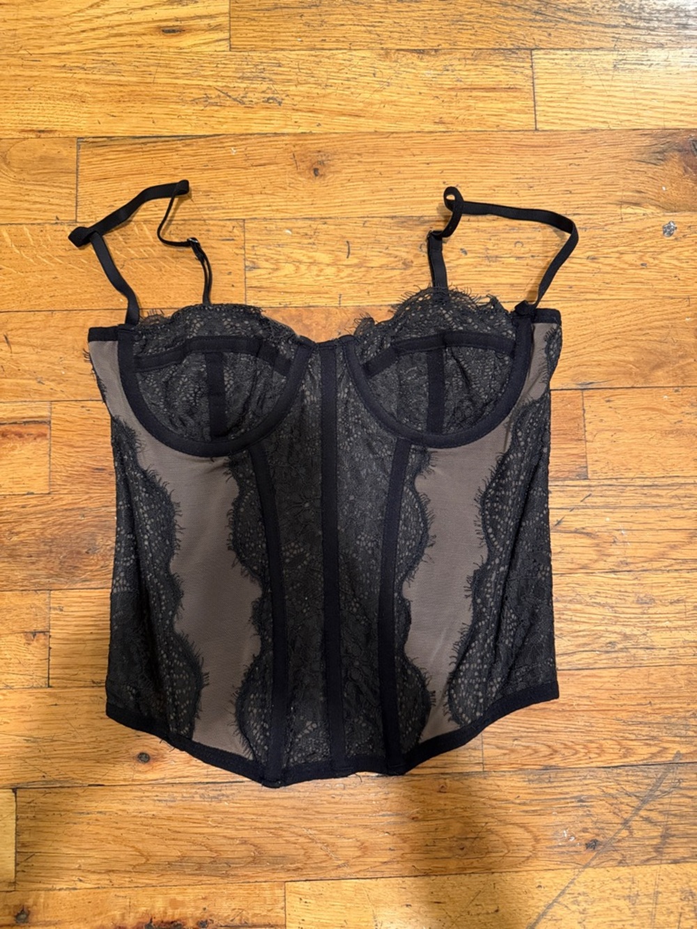Urban Outfitters Sheer Black Lace Bustier Corset Top - Women Intimates
